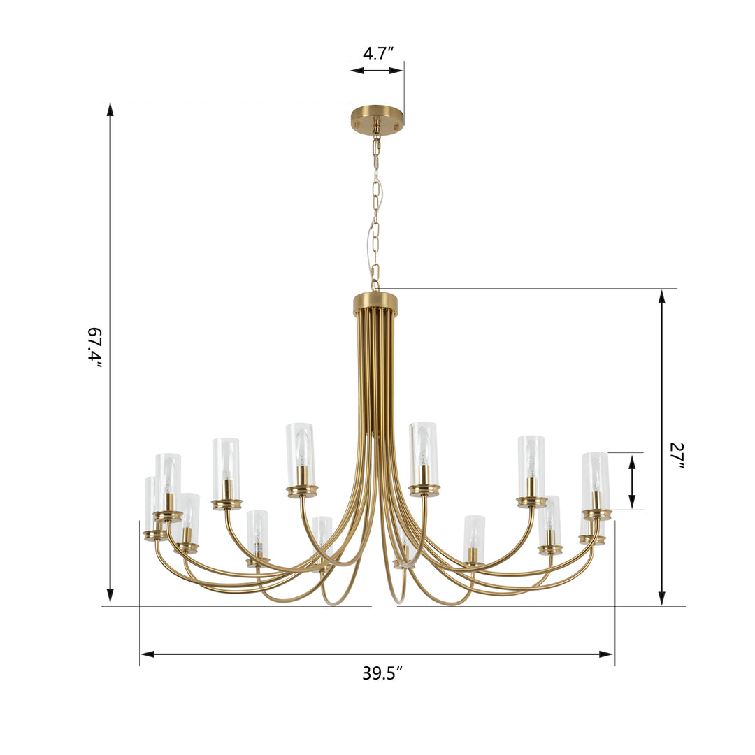 14 - Light Dimmable Classic / Traditional Chandelier #19224-14GD