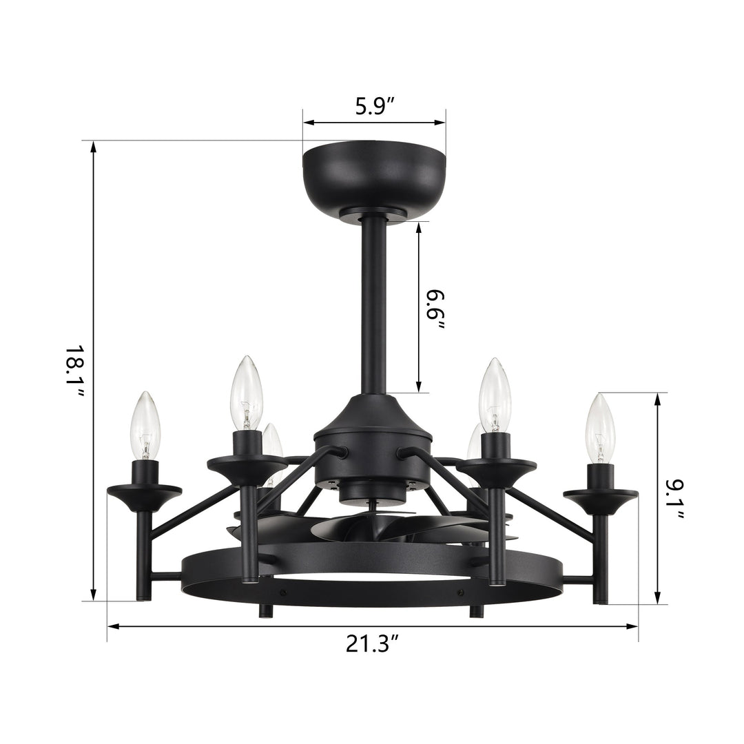 Maxax Candlestick Ceiling Fan with Light, 21" Gold Vintage Ceiling Fan with Remote Control, 6 Speeds Reversible Timing Ceiling Fan for Bedroom, Living Room #26011