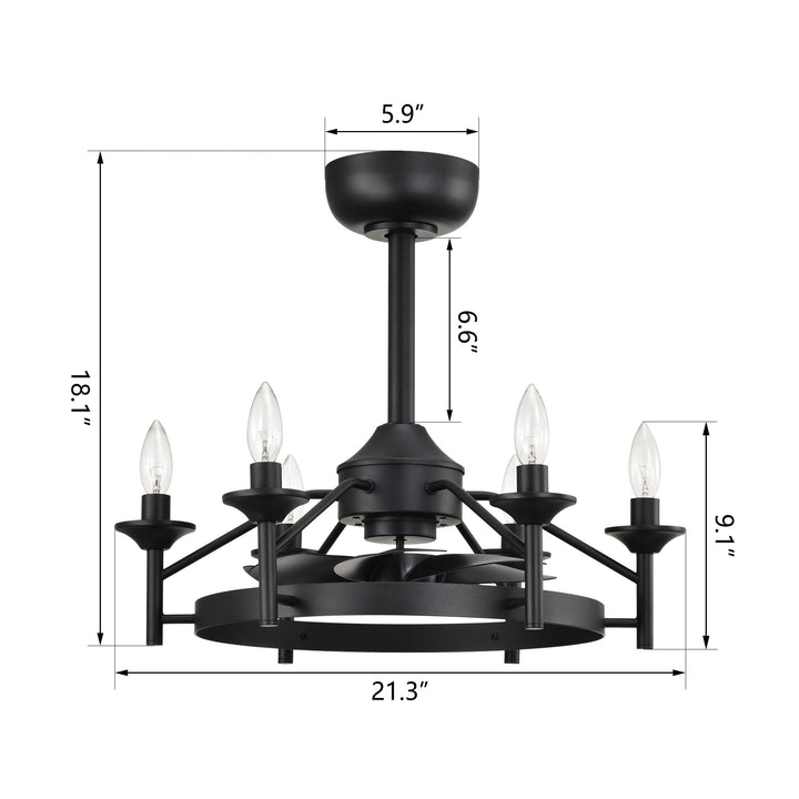 Maxax Candlestick Ceiling Fan with Light, 21" Gold Vintage Ceiling Fan with Remote Control, 6 Speeds Reversible Timing Ceiling Fan for Bedroom, Living Room #26011