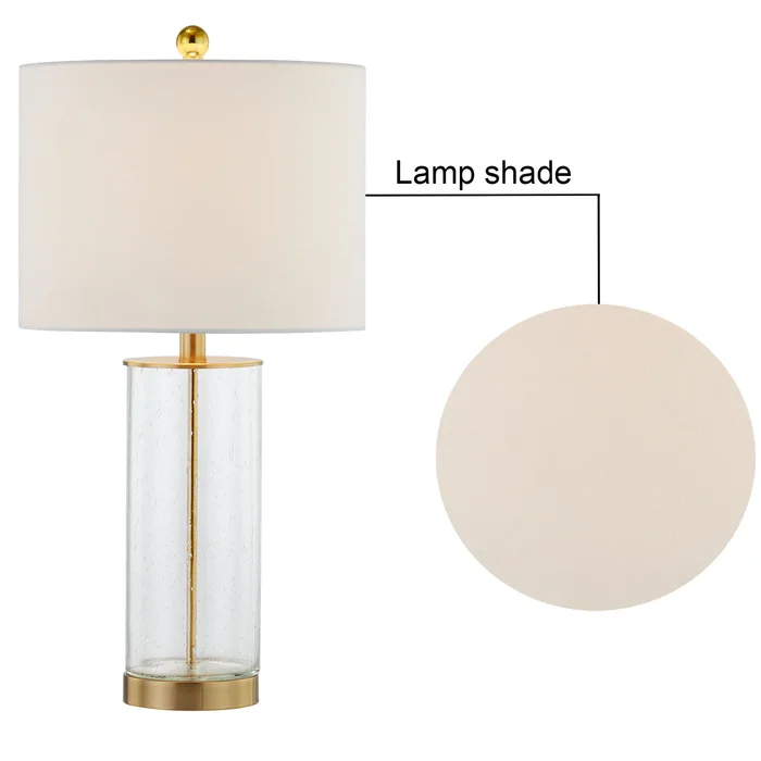 Maxax 23" Modern Glass Table Lamps Set of 2, 3-Way Dimmable Bedside Nightstand Lamps with Clear Bubble Glass, Gold End Table Lamps with White Fabric Shade for Living Room Bedrooms #T27