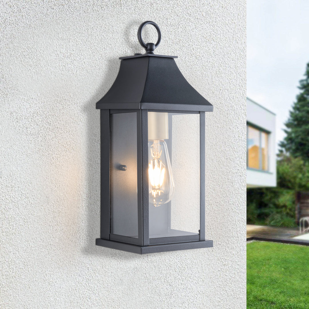 1 - Light Glass Outdoor Wall Lantern with Dusk to Dawn #7008