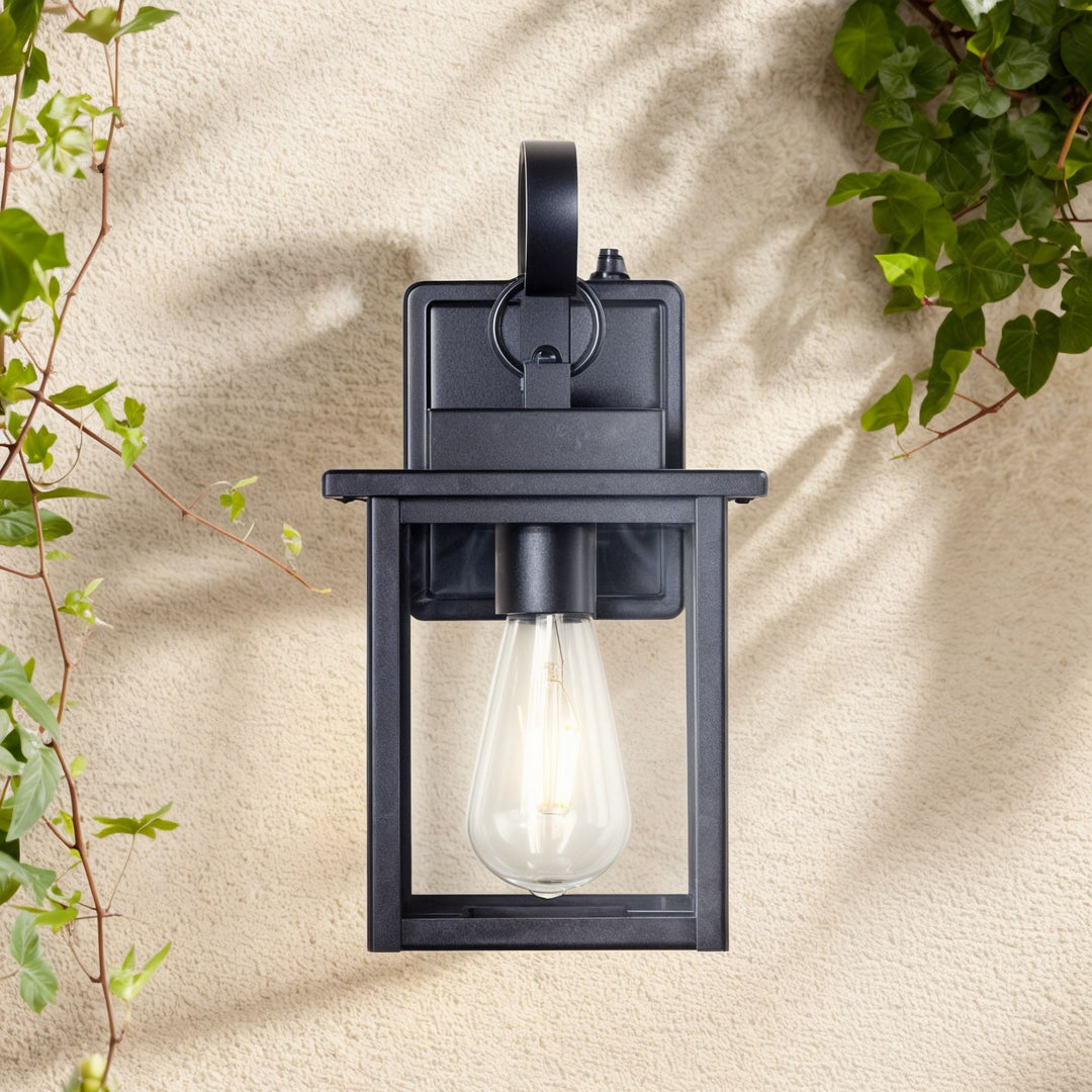 Maxax Dusk to Dawn 12" Outdoor Wall Light, Exterior Waterproof Wall Sconce, Matte Black Front Porch Light, Outside Wall Mount Lantern for House Garage Doorway (Bulb Include) #7041