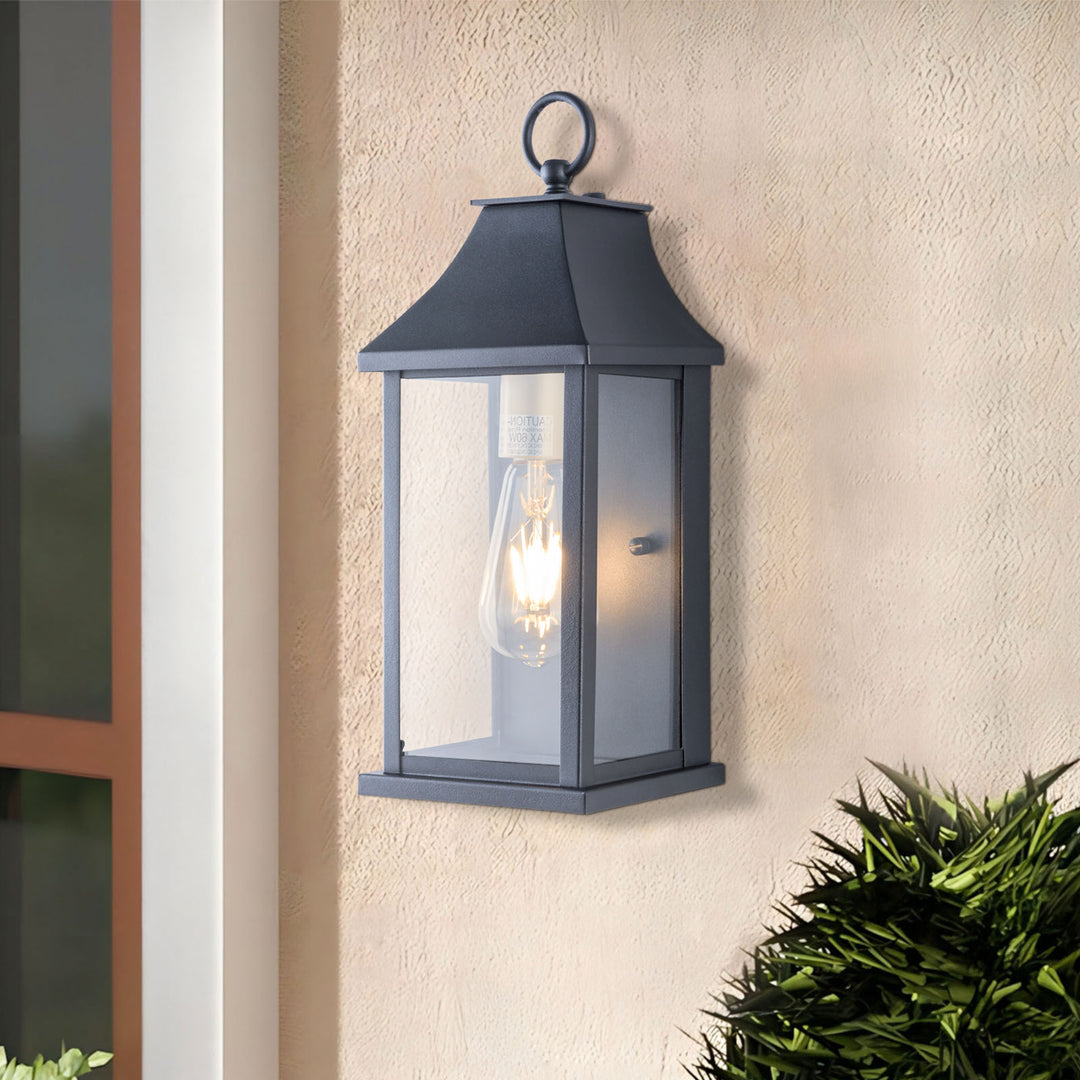 1 - Light Glass Outdoor Wall Lantern with Dusk to Dawn #7008