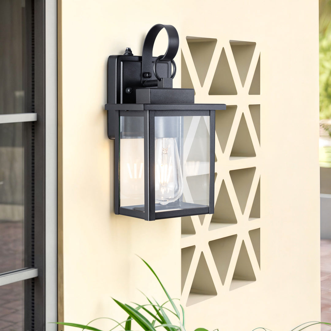 Maxax Dusk to Dawn 12" Outdoor Wall Light, Exterior Waterproof Wall Sconce, Matte Black Front Porch Light, Outside Wall Mount Lantern for House Garage Doorway (Bulb Include) #7041