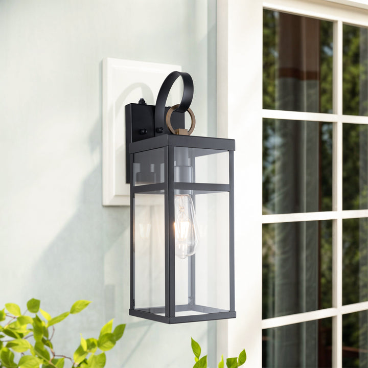 17''H Iron Outdoor Wall Light with Dusk to Dawn #7036-1BK