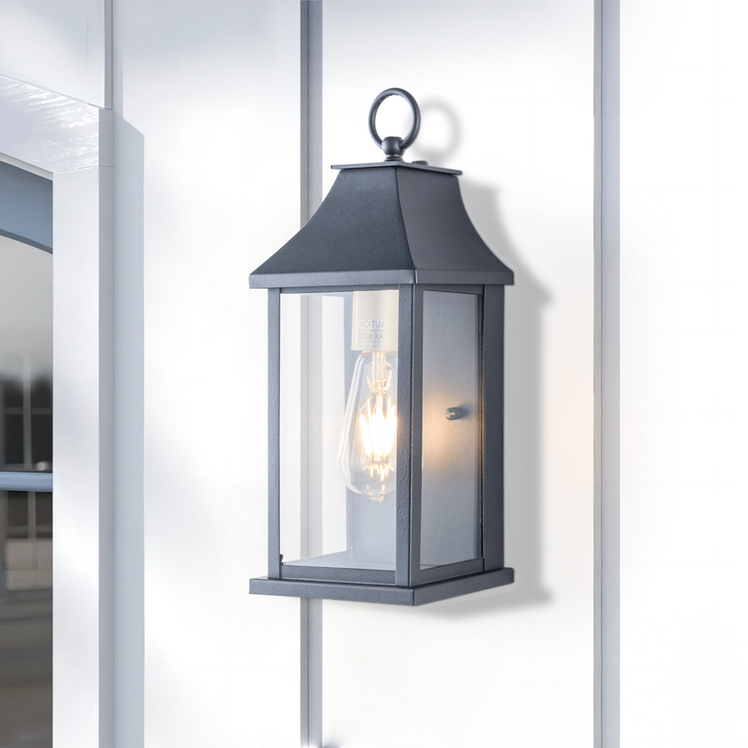 1 - Light Glass Outdoor Wall Lantern with Dusk to Dawn #7008