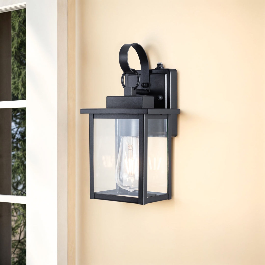 Maxax Dusk to Dawn 12" Outdoor Wall Light, Exterior Waterproof Wall Sconce, Matte Black Front Porch Light, Outside Wall Mount Lantern for House Garage Doorway (Bulb Include) #7041