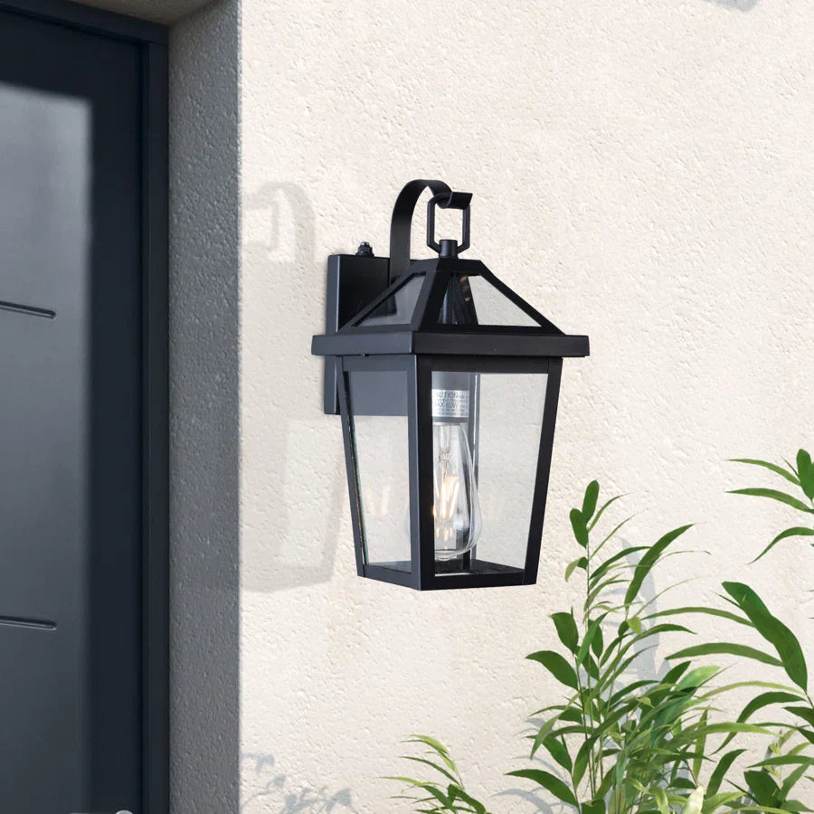 1 - Light Glass Outdoor Wall Lantern with Dusk to Dawn #7034