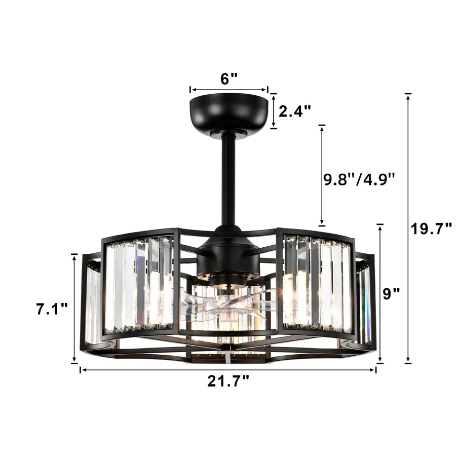 21.7'' Crystal Ceiling Fan with Remote Control