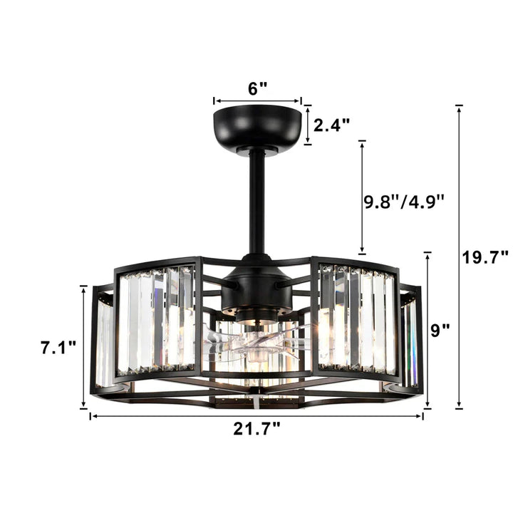 21.7'' Crystal Ceiling Fan with Remote Control