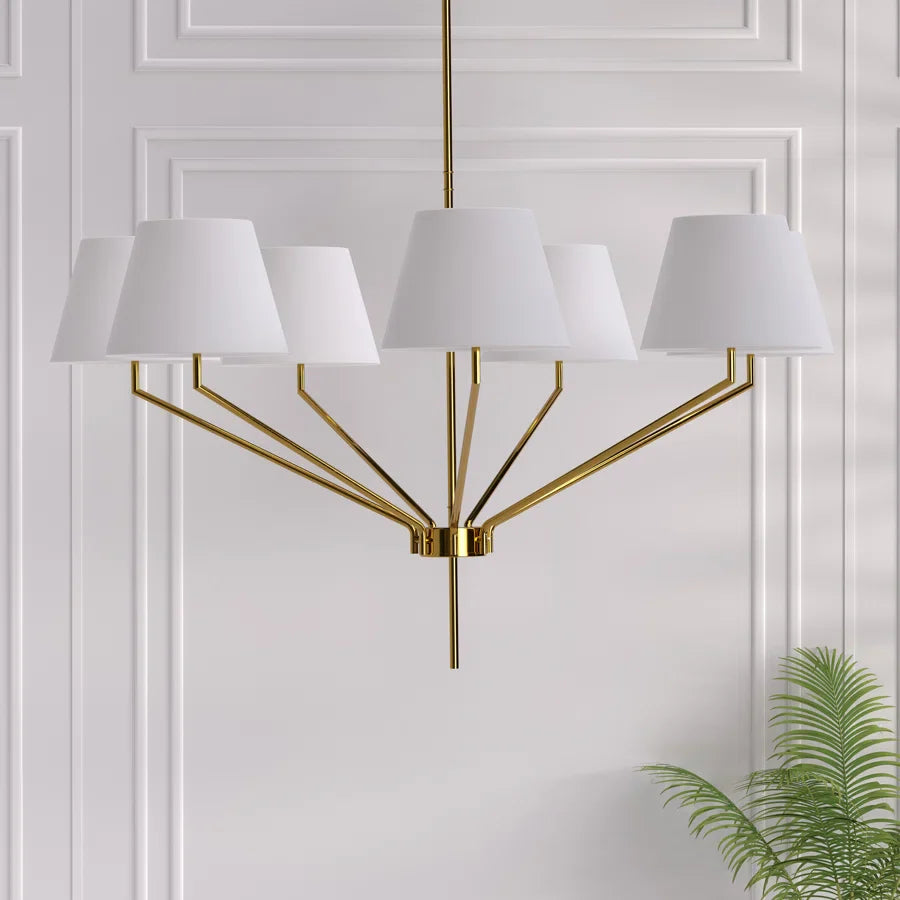 7-light Brass Burlap Shaded Chandelier For Dinning Room #19230