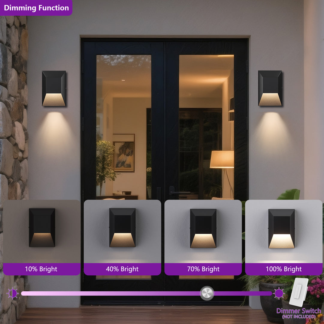 Brandalynn 9''H 1-Light Dimmable Sand Grain Black Led Outdoor Wall Light #7080