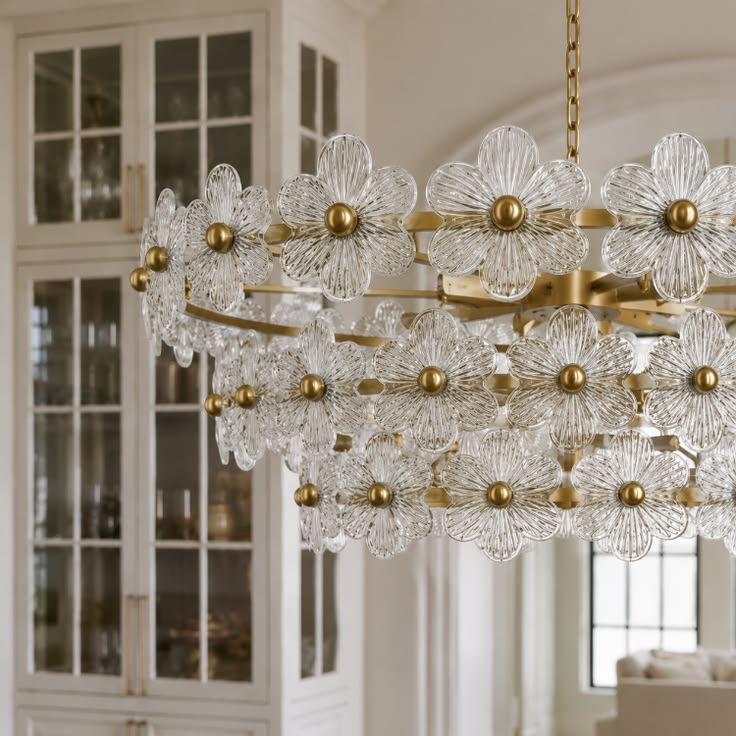 Element 12-light 32"w Modern Tiered Polished Brass Chandelier With Petal Glass For Dining Room Or Living Room #29042