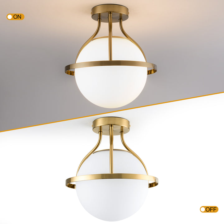 11.2‘’-1 Light Sphere Globe Frosted Glass Semi Flush Mount For Dining Room Hallway See More by Red Barrel Studio #29014