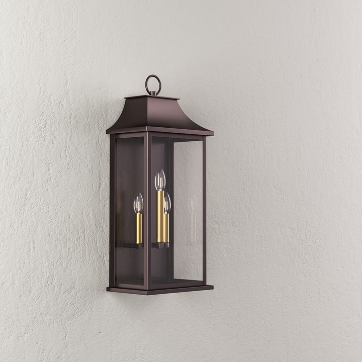 Maxax 25-Inch Bronze Outdoor Wall Lantern, 3-Light Dusk to Dawn Outdoor Wall Sconce for Porch, Patio #7008