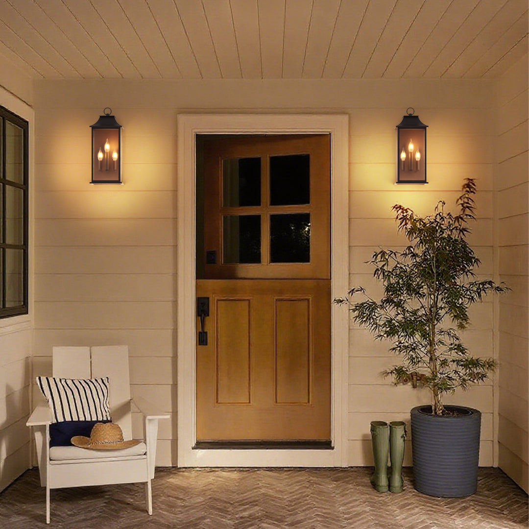 Maxax Dusk to Dawn Outdoor Wall Lights 3-Light, Oil Rubbed Bronze Exterior Lighting Fixtures, 25" Large Outdoor Wall Sconce, Waterproof Outside Wall Lantern for Porch Patio Garage #7076-3BR