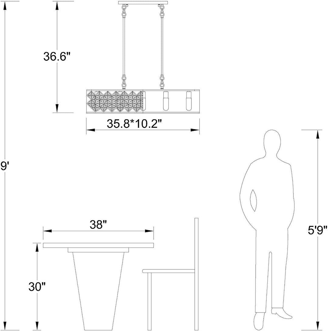 Maxax 5-Light Rectangle Crystal Chandelier #MX19015