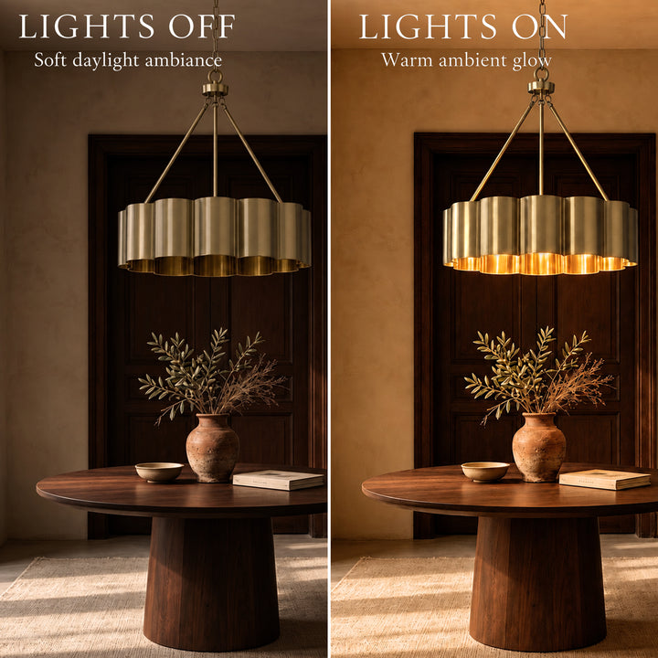 25" Modern Antique Bronze Drum Chandelier with Metal Shade for Dining Room & Bedroom #48013