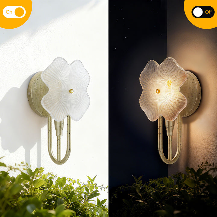 Lumin 1 - Light 5.7''W Dimmable Metal Gilded Silver Etl Wall Sconces With Petal-Shaped Glass #48002