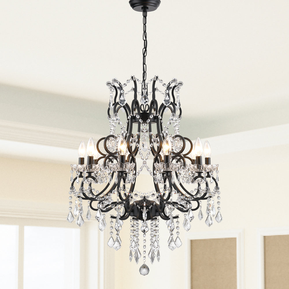 Maxax 10-light Crystal wrought Iron Chandelier #MX19040-10-P