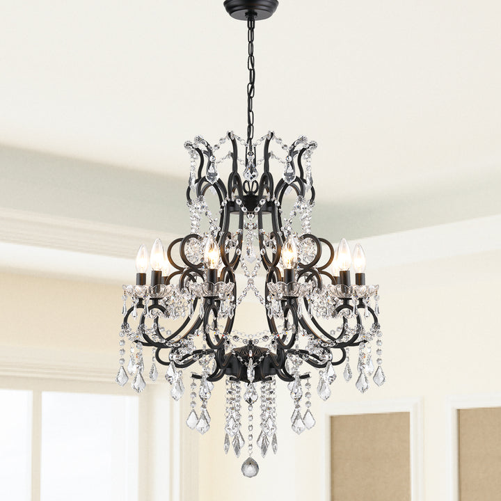 Maxax 10-light Crystal wrought Iron Chandelier #MX19040-10-P