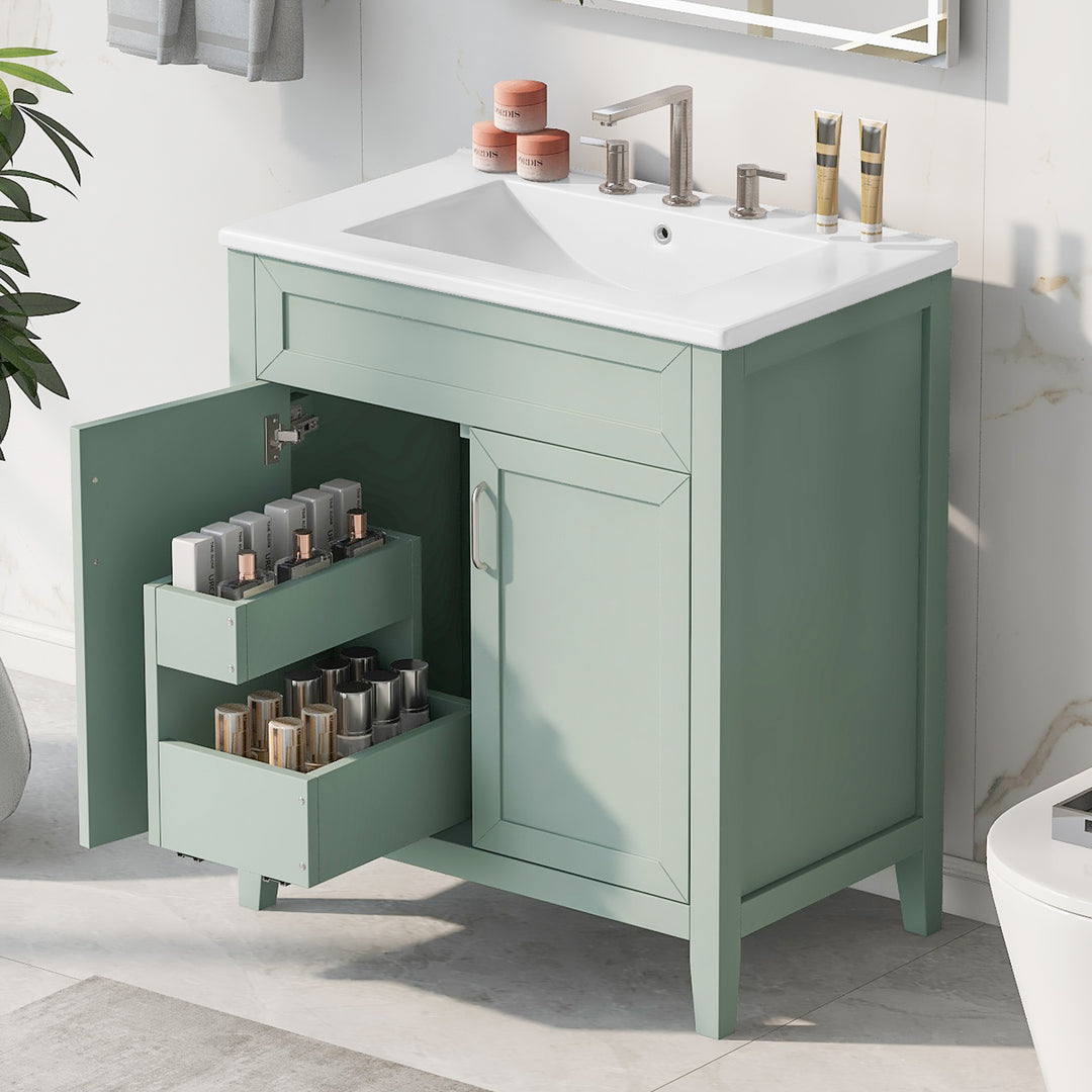 30'' Single Bathroom Vanity Cabinet With Ceramic Top #BV-008