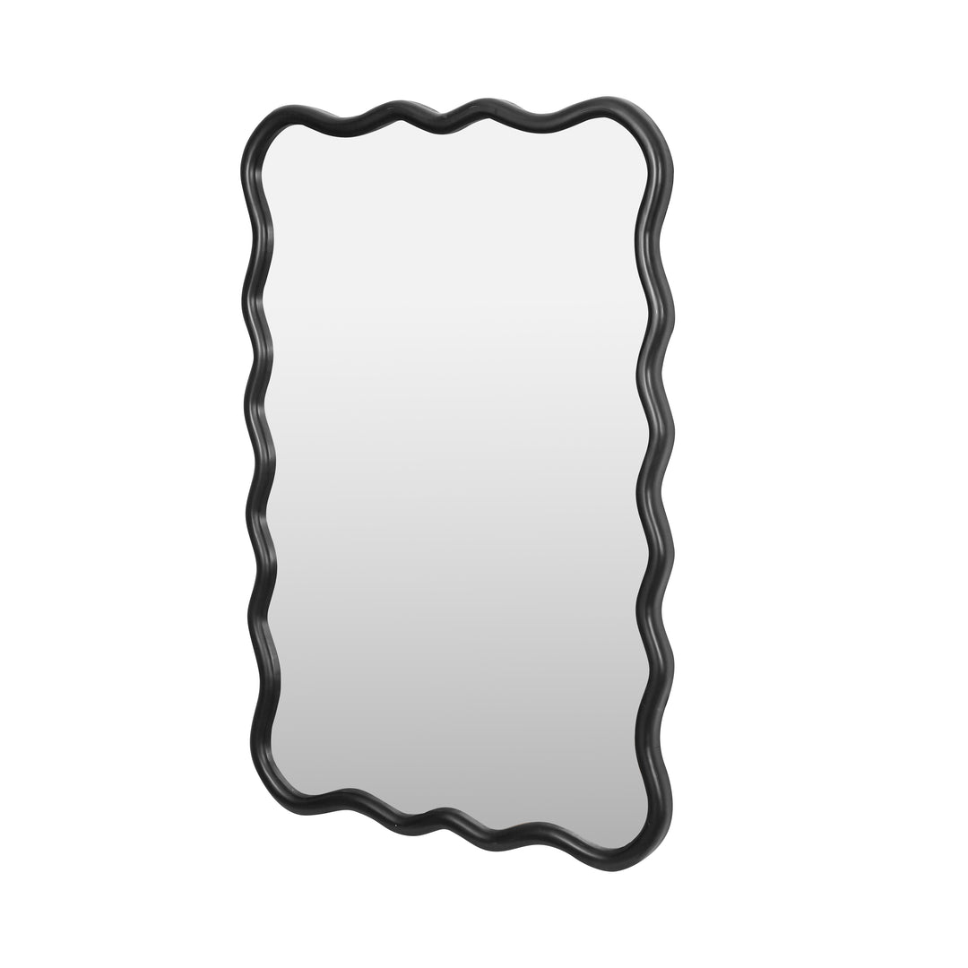 Modern Solid Wood Wavy Rectangle Wall Mirror