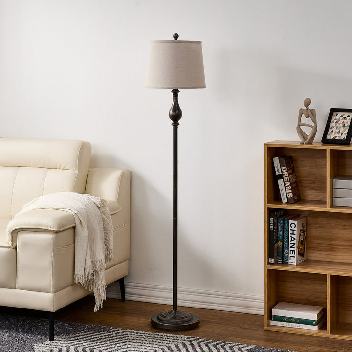 Maxax 62.5 Dimmable Black Floor Lamp with Fabric Shade #F23