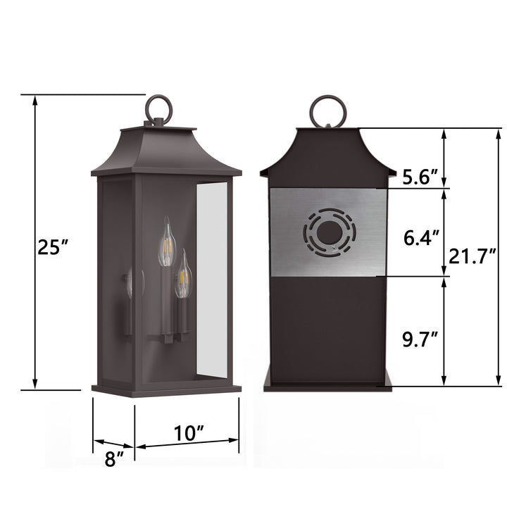 Maxax Dusk to Dawn Outdoor Wall Lights 3-Light, Oil Rubbed Bronze Exterior Lighting Fixtures, 25" Large Outdoor Wall Sconce, Waterproof Outside Wall Lantern for Porch Patio Garage #7076-3BR