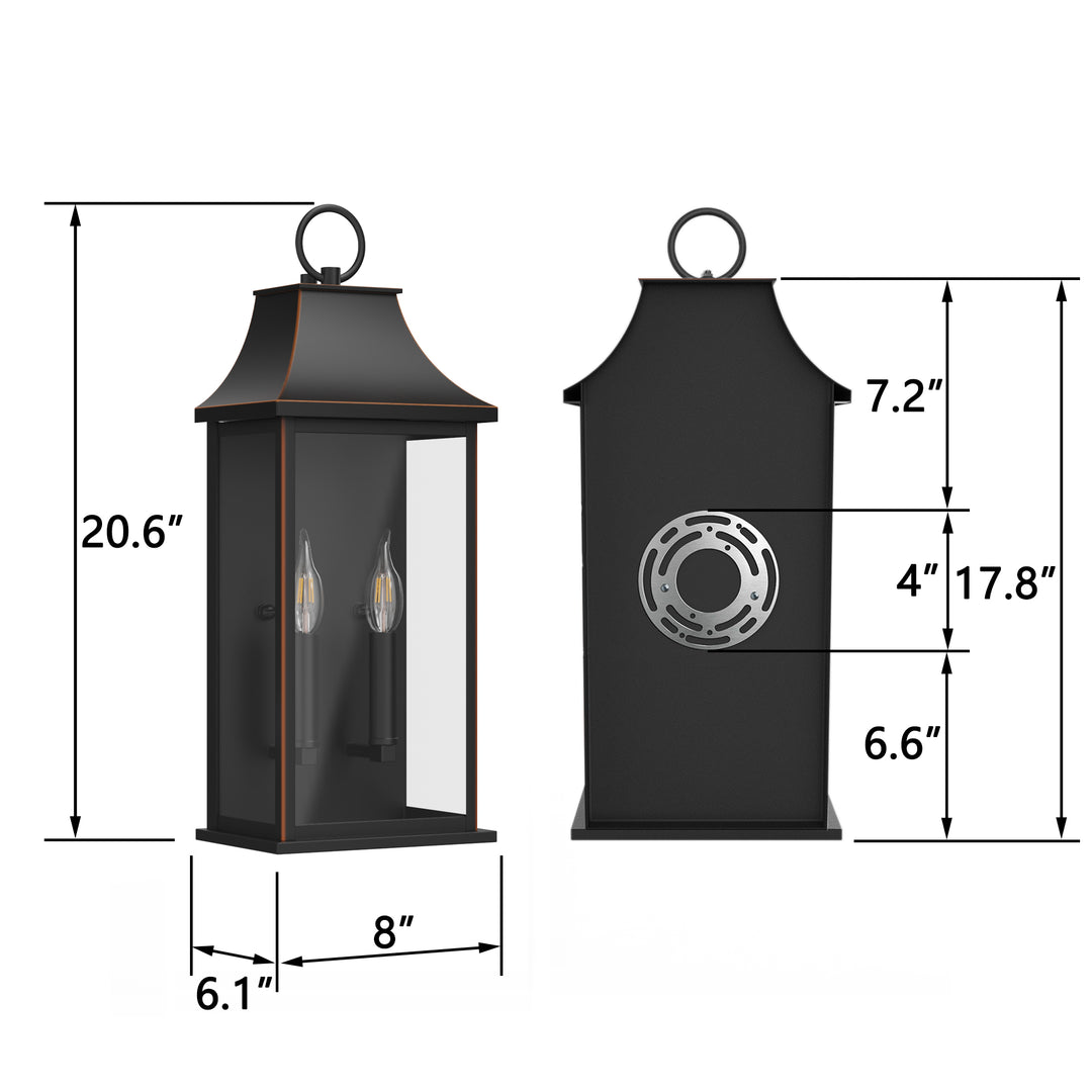 Maxax Dusk to Dawn Outdoor Wall Lights 3-Light, Oil Rubbed Bronze Exterior Lighting Fixtures, 25" Large Outdoor Wall Sconce, Waterproof Outside Wall Lantern for Porch Patio Garage #7076
