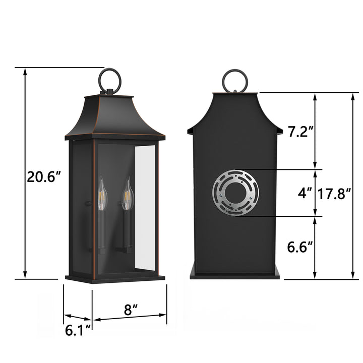 Maxax Dusk to Dawn Outdoor Wall Lights 3-Light, Oil Rubbed Bronze Exterior Lighting Fixtures, 25" Large Outdoor Wall Sconce, Waterproof Outside Wall Lantern for Porch Patio Garage #7076