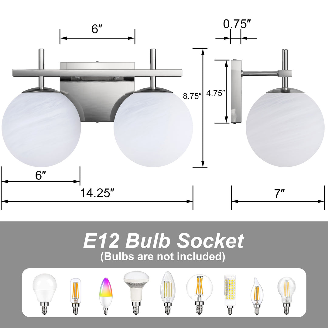 Nimbus Bathroom Vanity Light With Round Shape Cloud Glass Shade #29015