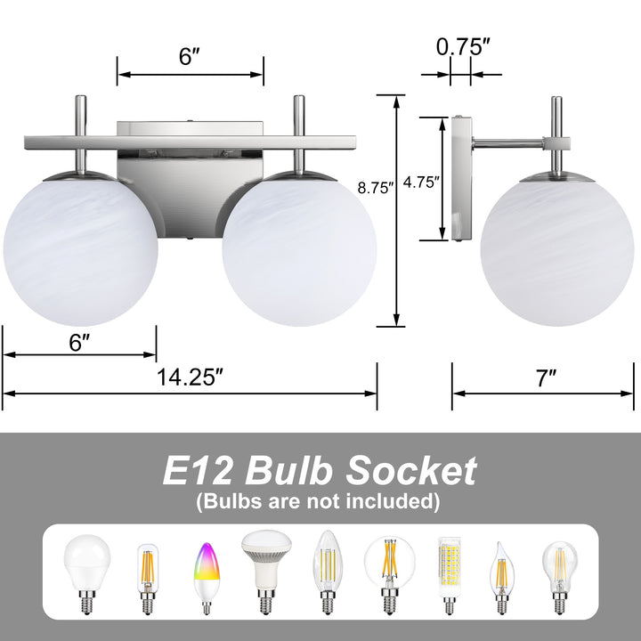 Nimbus Bathroom Vanity Light With Round Shape Cloud Glass Shade #29015