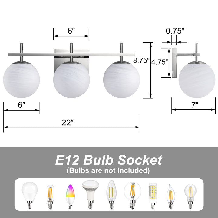 Nimbus Bathroom Vanity Light With Round Shape Cloud Glass Shade #29015