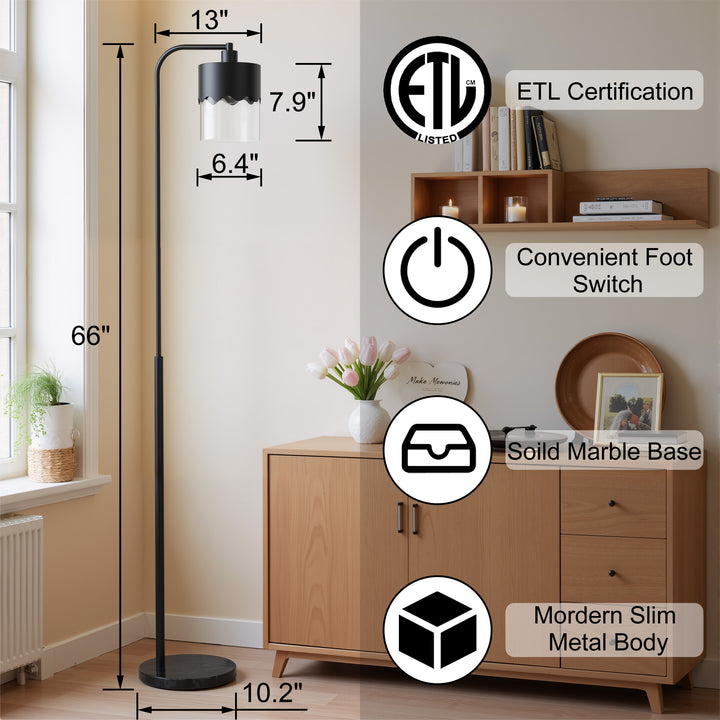 Glimmer 66" Modern Metal Floor Lamp Dual-Layer Shade Bright Lighting Foot Switch For Living Room Bedroom #FGT01