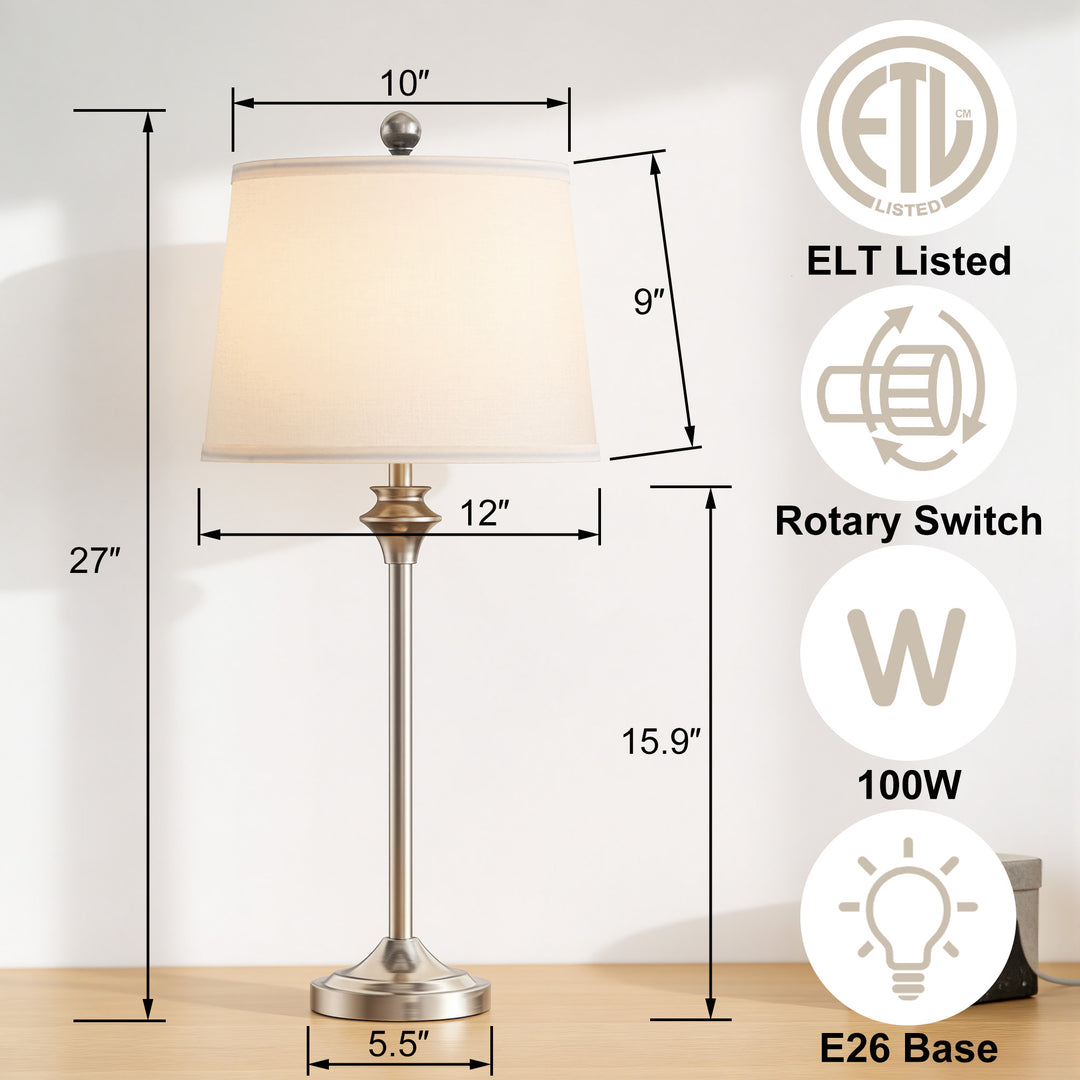 Maxax Metal Buffet Lamp with Oatmeal shade (Set of 2) #T13