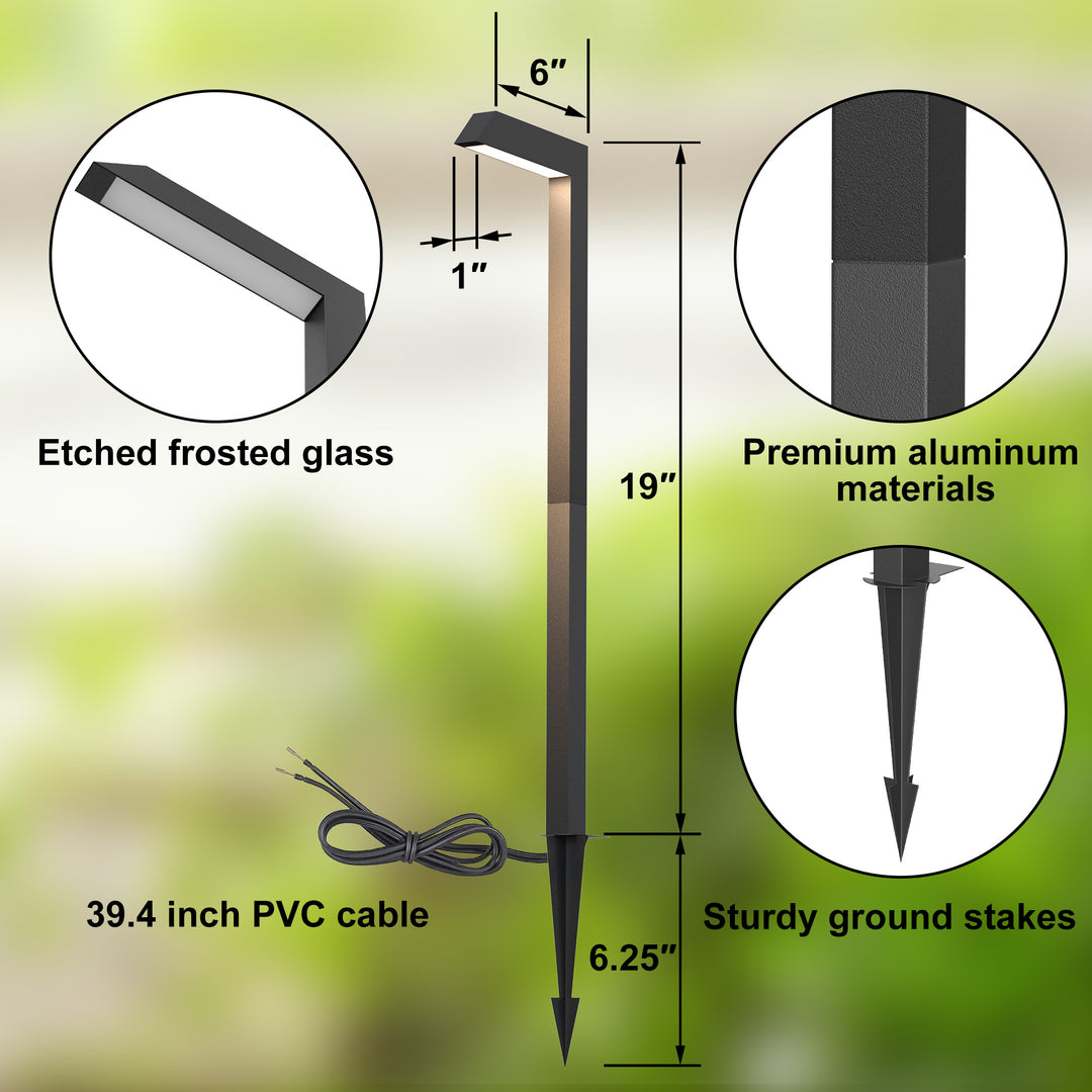 Starlight 19''H LED Black Aluminum 4000k Outdoor Pathway Light with Etched Frosted Glass #UG7096