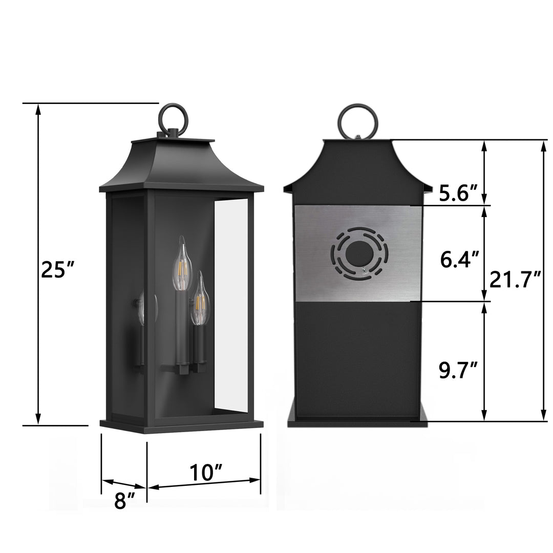 Maxax Dusk to Dawn Outdoor Wall Lights 3-Light, Oil Rubbed Bronze Exterior Lighting Fixtures, 25" Large Outdoor Wall Sconce, Waterproof Outside Wall Lantern for Porch Patio Garage #7076-3BR
