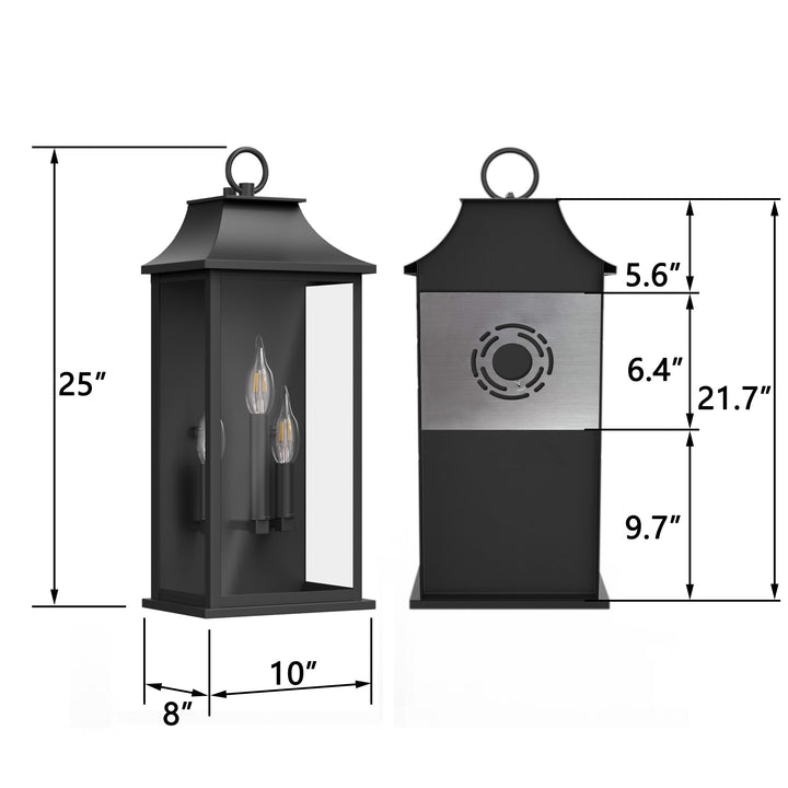 Maxax Dusk to Dawn Outdoor Wall Lights 3-Light, Oil Rubbed Bronze Exterior Lighting Fixtures, 25" Large Outdoor Wall Sconce, Waterproof Outside Wall Lantern for Porch Patio Garage #7076-3BR