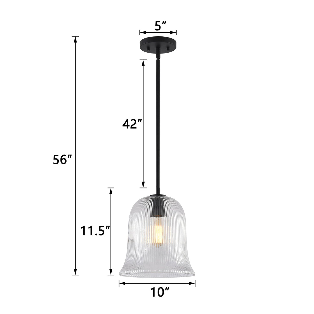 Glimmer 1-Light Metal & Glass Modern Bell Adjustable Rod Single Pendant Light #48001