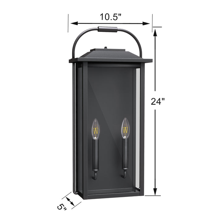 24'' Black Metal Glass Outdoor Wall Sconce #7045