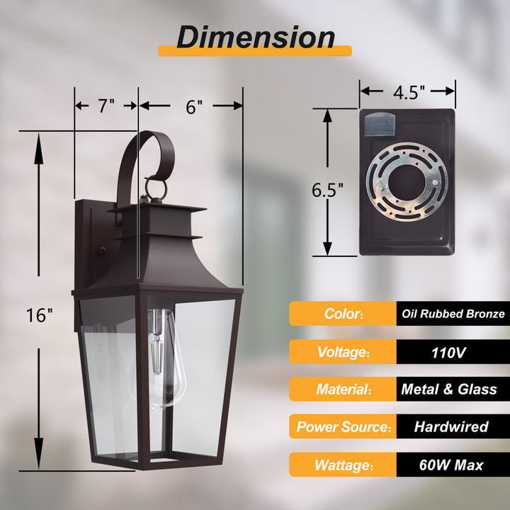 Tempered Glass Outdoor Wall Light With Dusk To Dawn #7060-2BK