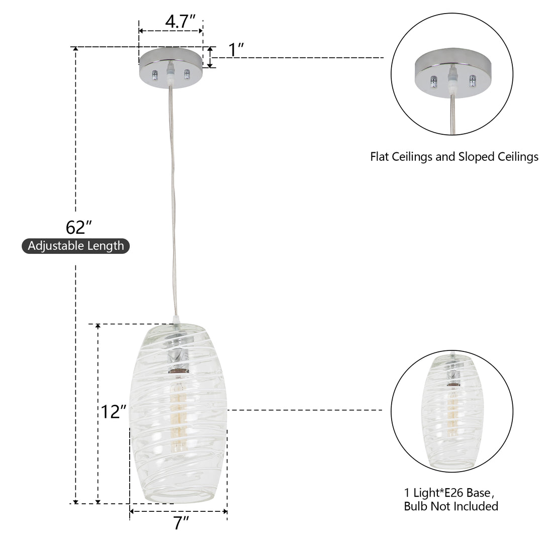 Maxax 1 - Light Single Drum Blue Glass Pendant #19200-1BU