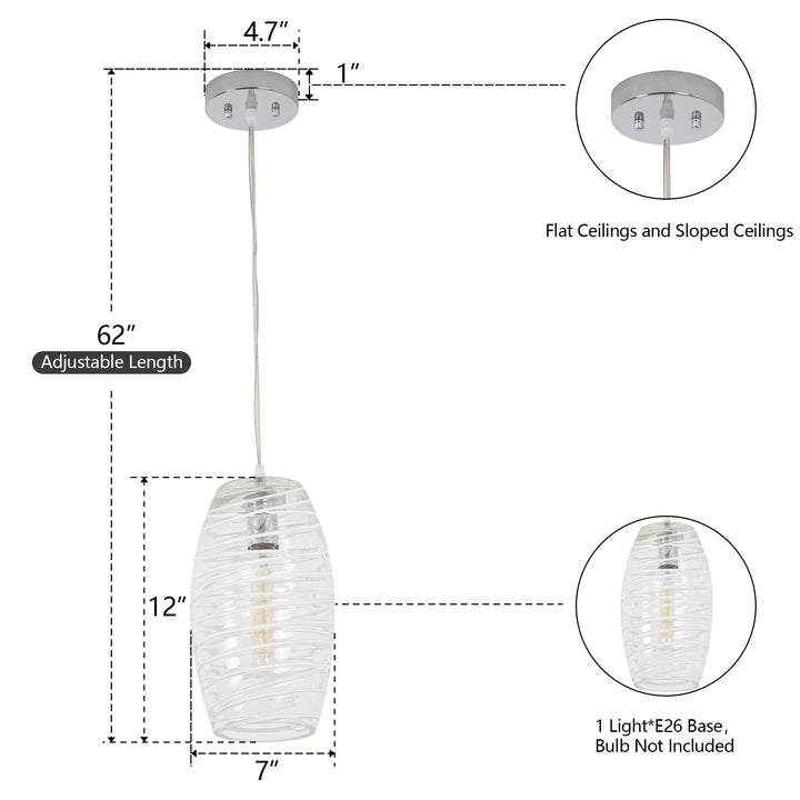 Maxax 1 - Light Single Drum Blue Glass Pendant #19200-1BU