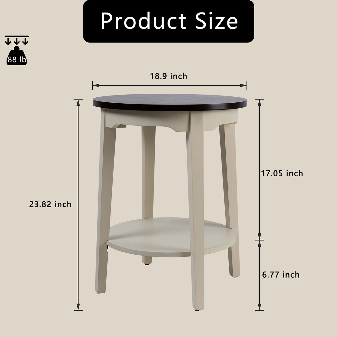 Timeless 31.5'' Round Modern Solid Wood Coffee Table With 2-Tier Shelves #51003