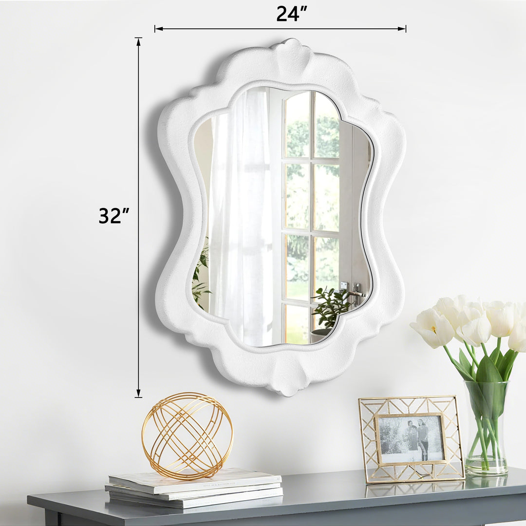 Clarity 32" X 24" Modern White Frame Asymmetrical Wall Mounted Mirror #31016