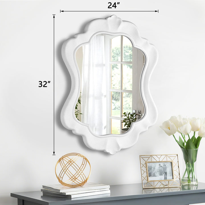 Clarity 32" X 24" Modern White Frame Asymmetrical Wall Mounted Mirror #31016