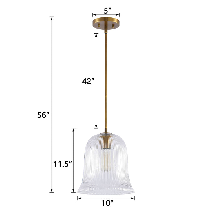 Glimmer 1-Light Metal & Glass Modern Bell Adjustable Rod Single Pendant Light #48001