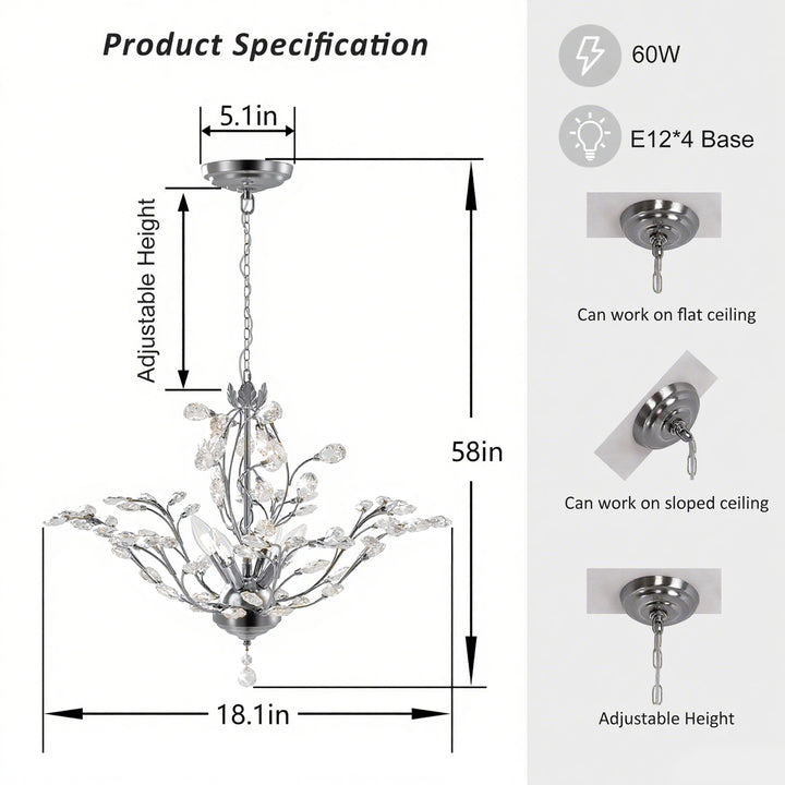 Maxax 4-Light Crystal Chandelier #19046