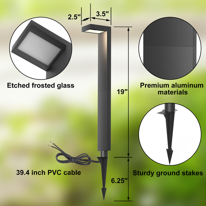 Starlight 19'' H LED Black Aluminum 4000K Outdoor Pathway Light with Etched Frosted Glass (Set of 2) #UG7095